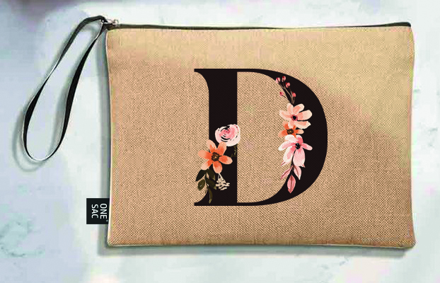 Bolso de mano letra d una pieza (diseño variado) (25×18×1 )
